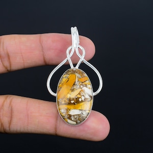 Handmade Brecciated Mookaite 925 Sterling Silver Pendant