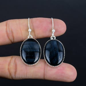 Handmade Pietersite Gemstone Earrings: Antique Sterling Silver Jewelry