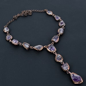 Handgemachte Super 23 Amethyst Halskette: Elektrogeformter Kupferschmuck