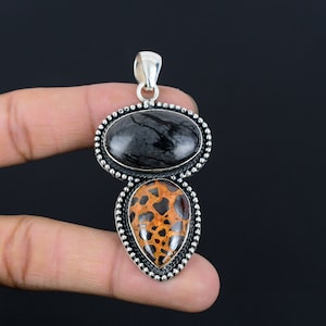 Picasso Jasper Bauxite Pendant: Handmade Sterling Silver Gemstone Jewelry