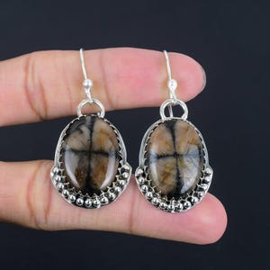 Chiastolite Earring Genuine Gemstone Jewelry Handmade Earrings 925 Sterling Silver Earring Chiastolite Jewelry Engagement Gifts Boho Jewelry