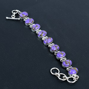 Copper Charoite Bracelet Handmade Jewelry Real Gemstone Bracelet 925 Sterling Silver Bracelet Adjustable Chain Bracelet Birthstone Bracelet