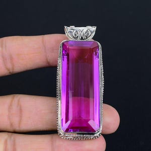 Faceted Pink Tourmaline Pendant: Handmade Sterling Silver Vintage Jewelry