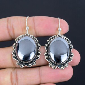 Shungite Earring Real Gemstone Jewelry Handmade Earring 925 Sterling Silver Earring Natural Shungite Jewelry Designer Earrings Gifts For Her
