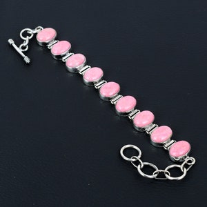 Thulite Bracelet: Handmade 925 Sterling Silver Adjustable Gemstone Jewelry