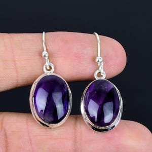 Handmade Star Amethyst Earrings: 925 Sterling Silver Gemstone Jewelry