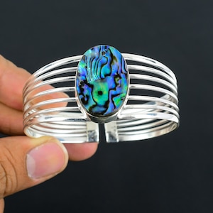 Abalone schelp armband handgemaakte verstelbare manchetarmband 925 sterlingzilveren armband designer manchetarmband edelsteen sieraden jubileumcadeaus