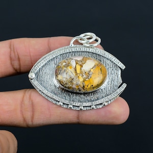 Handmade Brecciated Mookaite 925 Sterling Silver Pendant: Healing Stone