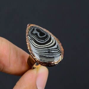 Psilomelane Ring Electroformed Copper Ring Adjustable Ring Handmade Gemstone Ring Very Pretty Electroformed Jewelry Designer Ring For Gift