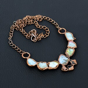 Larimar Rough Stone Necklace: Handmade Electroformed Copper Jewelry