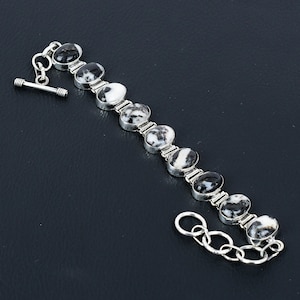 White Buffalo Turquoise Bracelet 925 Sterling Silver Bracelet Adjustable Chain Bracelet Handmade Gemstone Jewelry Designer Bracelet For Gift