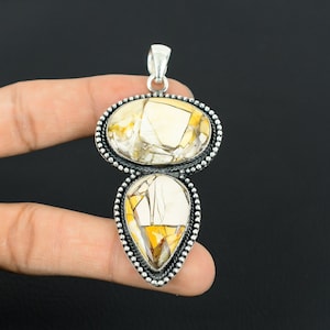 Handmade Vintage Brecciated Mookaite 925 Sterling Silver Pendant
