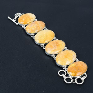 Handmade Fossil Coral Bracelet: Oval Gemstone, 925 Sterling Silver