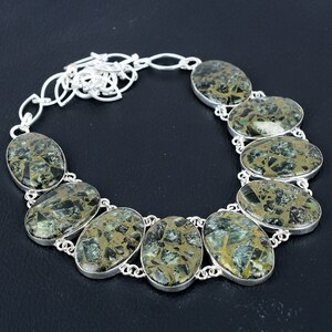 Handmade Seraphinite Necklace: 925 Sterling Silver, Adjustable Chain