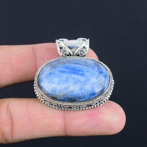 Ciondolo in cianite fatto a mano: gioielli vintage in argento sterling 925