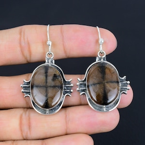 Chiastolite Earring 925 Sterling Silver Earring Antique Jewelry Handmade Latest Design Earrings Top Quality Gemstone Earring Gifts For Women