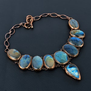 Electroformed Copper Labradorite Necklace - Handmade Adjustable Chain