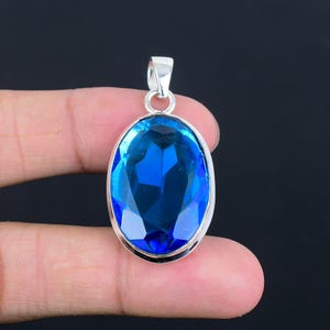 Faceted London Blue Topaz Pendant: Handmade Sterling Silver Jewelry