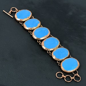 Handmade Sleeping Beauty Turquoise Copper Bracelet - Adjustable Chain
