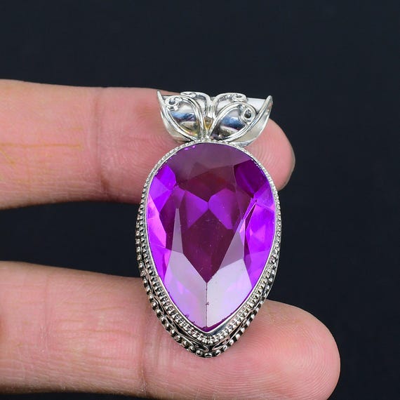 ファセット加工のピンクトルマリンペンダント：ハンドメイド925