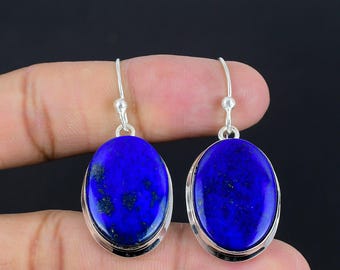Handmade Lapis Lazuli Earrings: 925 Sterling Silver Gemstone Jewelry