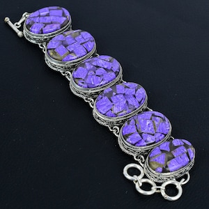 Copper Charoite Bracelet Gemstone Jewelry Handmade Bracelet 925 Sterling Silver Bracelet Adjustable Chain Bracelet Vintage Bracelet For Gift