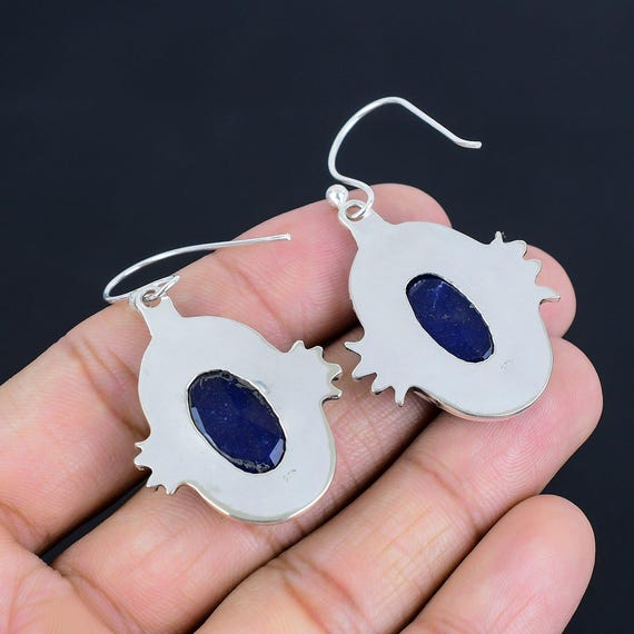 SLUYNZ Orecchini A Cerchio In Argento Sterling 925 Con Pietre Preziose Sintetiche Blu - Ipoallergenici