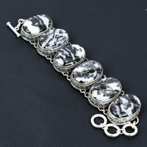 White Buffalo Turquoise Bracelet: Handmade Sterling Silver Adjustable Chain