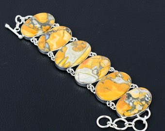 Pulsera de jaspe Maligano: Cadena ajustable de plata de ley hecha a mano