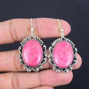 Thulite Earrings: Handmade 925 Sterling Silver Gemstone Jewelry