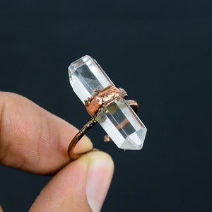 Crystal Ring Electroformed Copper Ring Handmade Adjustable Ring Gemstone Jewelry Designer Ring Unique Copper Design Jewelry Gifts For Women