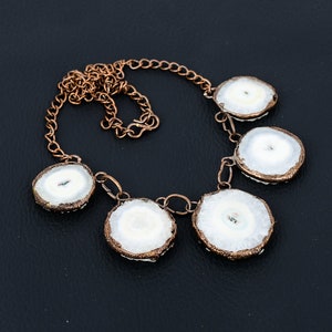 Handmade Copper Electroformed Solar Quartz Druzy Necklace - 18 Inch Adjustable Chain