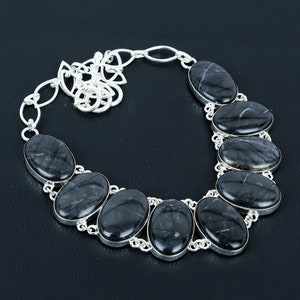 Picasso Jasper 925 Sterling Silver Necklace - Handmade Adjustable Chain