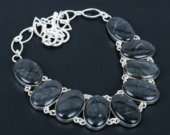 Picasso Jasper 925 Sterling Silver Necklace - Handmade Adjustable Chain