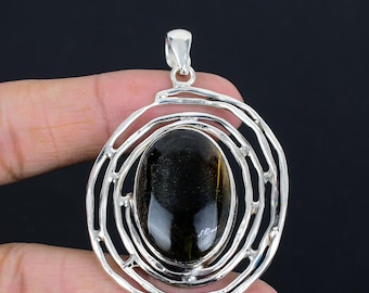 Ciondolo in pietersite fatto a mano: gioiello in argento sterling 925 con pietre preziose