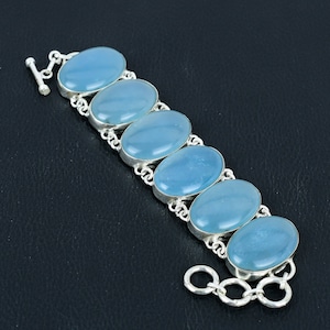 Aquamarin Edelstein Armband 925 Sterling Silber Armband Verstellbar Kette Armband Aquamarin Schmuck Handmade Boho Armband Geschenke für Mama