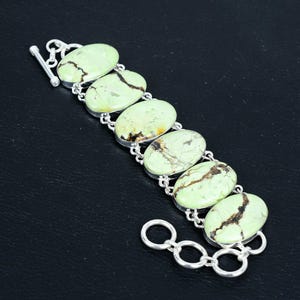 Lemon chrysoprase bracelet gemstone jewelry 925 sterling silver bracelet handmade adjustable chain bracelet elegant jewelry engagement gifts