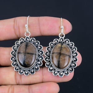 Chiastolite Earring Gemstone Handmade Earring Decent Jewelry 925 Sterling Silver Earring Designer Earrings Gifts For Mom Chiastolite Jewelry