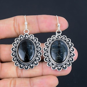 Handmade Pietersite 925 Sterling Silver Earrings: Oval Gemstone Jewelry