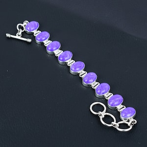 Charoite Bracelet 925 Sterling Silver Bracelet Adjustable Chain Bracelet Handmade Stylish Bracelet Top Quality Gemstone Jewelry Gift For Her