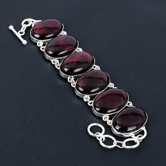 Genuine Garnet Bracelet Adjustable Sterling Silver Handmade Genuine Garnet Bracelet Adjustable Sterling Silver Handmade