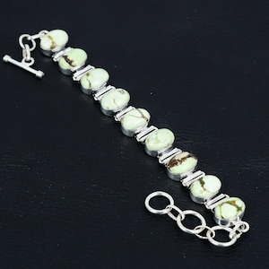 Lemon Chrysoprase Bracelet Gemstone Bracelet 925 Sterling Silver Bracelet Adjustable Chain Bracelet Handmade Boho Jewelry Engagement Gifts