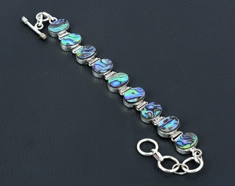 Abalone Muschel Armband: 925 Sterling Silber, verstellbare Kette