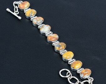 Maligano Jaspis Armband: Handgefertigte verstellbare Kette aus 925 Sterlingsilber