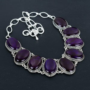 Purple Fire Labradorite Necklace: Handmade 925 Sterling Silver, Adjustable Chain