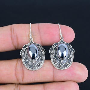 Shungite Gemstone Earring 925 Sterling Silver Earring Antique Vintage Earring Shungite Jewelry Handmade Brand New Earrings Gifts For Mother