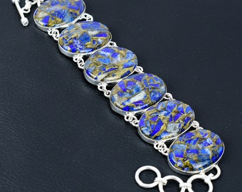 Copper Sodalite Sterling Silver Bracelet: Handmade Gemstone Jewelry