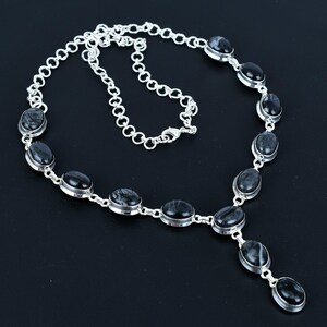 Handmade Picasso Jasper Necklace: 925 Sterling Silver, Adjustable Chain