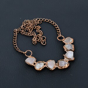 Handmade Rose Quartz Rough Copper Necklace - Electroformed Gemstone Jewelry