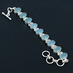 Aquamarin Edelstein Armband Handgemachter Schmuck 925 Sterling Silber Armband Verstellbar Armband Zierliche Aquamarin Schmuck Geschenke Für Ihn